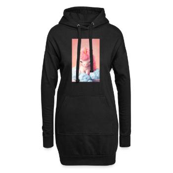 adorable sleeping baby unicorn on a cloud - Hoodie-Kleid - Schwarz - Vorne