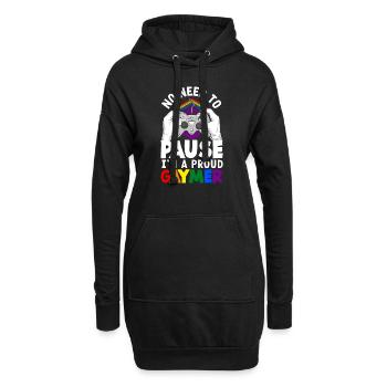 No need to pause - I'm a proud gaymer LGBTQ+ - Hoodie Dress - black - Front