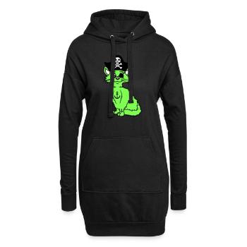 Süße Pirat Katzen Seeräuber Augenklappe Hut Kostüm - Hoodie-Kleid - Schwarz - Vorne