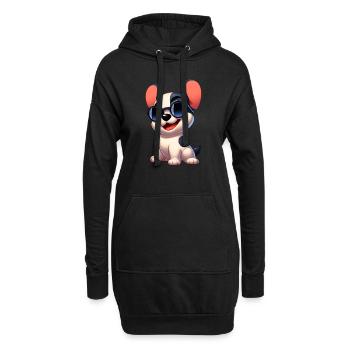 Französische Bulldogge 6 - Hoodie-Kleid - Schwarz - Vorne