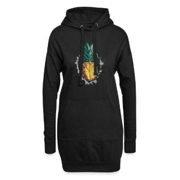 Ananas - Hoodie-Kleid - Schwarz - Vorne