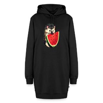Igels Wassermelonen-Leckerbissen - Hoodie-Kleid - Schwarz - Vorne