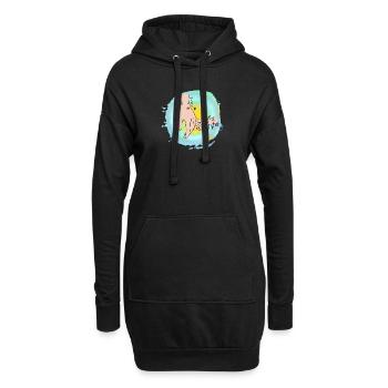 mains fleuries sans texte - Sweat-shirt à capuche long Femme - noir - Devant