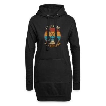 Vintage J'Peux Pas J'Ai Guitare Guitariste - Sweat-shirt à capuche long Femme - noir - Devant