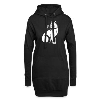 Chat blanc - Sweat-shirt à capuche long Femme - noir - Devant
