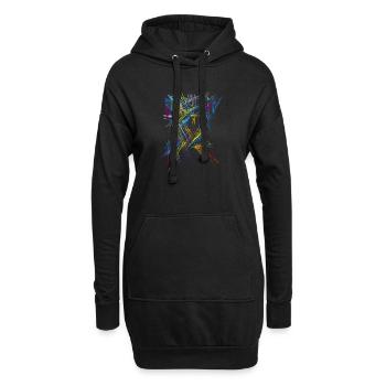 Futurisme Abstrait - Modèle 3D - Sweat-shirt à capuche long Femme - noir - Devant