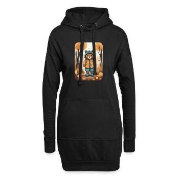 Ours mignon avec imperméable - Sweat-shirt à capuche long Femme - noir - Devant