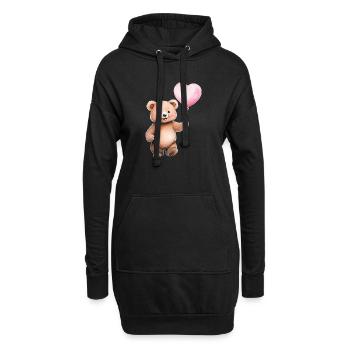 Coeur Ballon Teddy - Sweat-shirt à capuche long Femme - noir - Devant