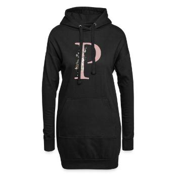 P Monogramme, Floral, Personnalisable - Sweat-shirt à capuche long Femme - noir - Devant