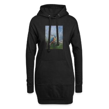 Œuvre d’art vif de martin-pêcheur sur branche - Sweat-shirt à capuche long Femme - noir - Devant