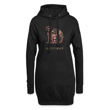 Silent Grace – Chat élégant aux accents dorés - Sweat-shirt à capuche long Femme - noir - Devant