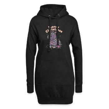 Hippopotames du Zoo de Noël d’Afrique Joyeux Noël - Sweat-shirt à capuche long Femme - noir - Devant