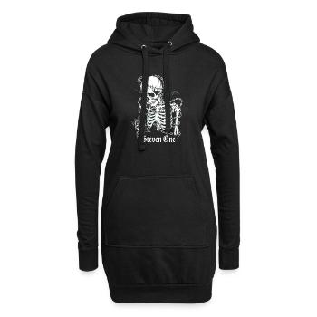 Squelette avec chaîne et fleur - Sweat-shirt à capuche long Femme - noir - Devant