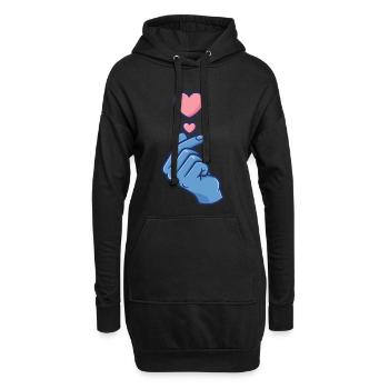 Kpop Koreanische Musik Niedliche Finger Herz Liebe Korea - Hoodie-Kleid - Schwarz - Vorne
