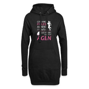 Certaines Filles Aiment Le Rugby Les Vraies Sup... - Sweat-shirt à capuche long Femme - noir - Devant