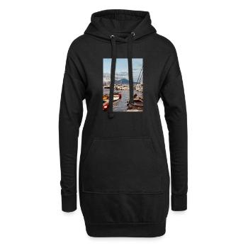 Paysage nautique du port - Sweat-shirt à capuche long Femme - noir - Devant