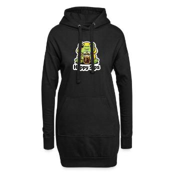Grenouille au thé mousseux - Sweat-shirt à capuche long Femme - noir - Devant