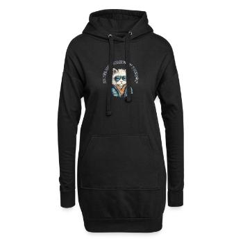 Be the best version of yourself - Cat Hipster - Hoodie Dress - black - Front