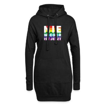Nie wieder Schriftzug Pride Weisser Text - Hoodie-Kleid - Schwarz - Vorne
