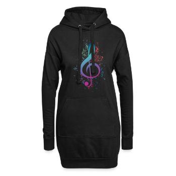 Clé de partition musicien cadeau de serrants - Sweat-shirt à capuche long Femme - noir - Devant
