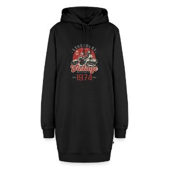 1974 anniversaire moto motard vintage ans - Sweat-shirt à capuche long Femme - noir - Devant