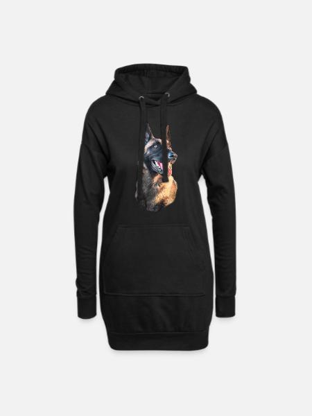 portrait malinois dog - Hoodie Dress - black
