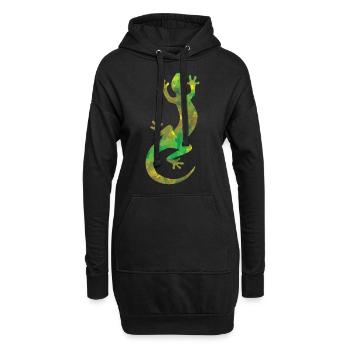 Eidechse Tarnung - Hoodie-Kleid - Schwarz - Vorne