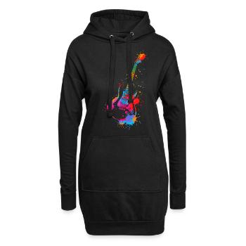 Gitarre Splash Bunt E-Gitarrist Musik Band - Hoodie-Kleid - Schwarz - Vorne