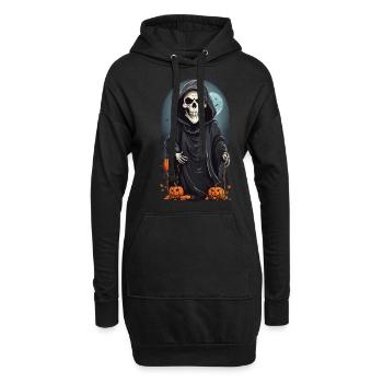 Cartoon Skelett Grim Reaper Halloween Design - Hoodie-Kleid - Schwarz - Vorne