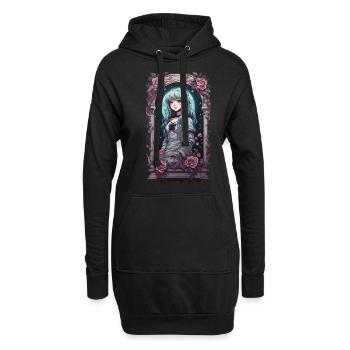 Aesthetic Goth Kawaii Anime Viktorianische Rosen - Hoodie-Kleid - Schwarz - Vorne