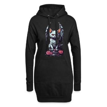Chat sombre démon Pastel Goth Roses Design - Sweat-shirt à capuche long Femme - noir - Devant