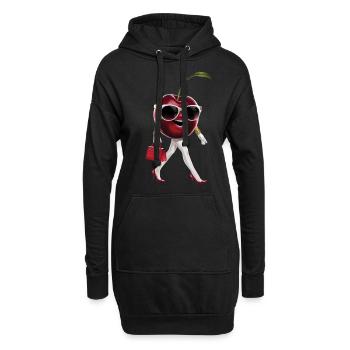 Frauen Kirsche - Hoodie-Kleid - Schwarz - Vorne