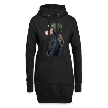 Coole Motorradfahrerin Bikerin kaut Kaugummi - Hoodie-Kleid - Schwarz - Vorne
