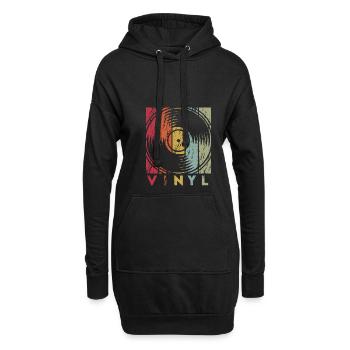 Vinyl retro old school used look Schallplatte - Hoodie-Kleid - Schwarz - Vorne