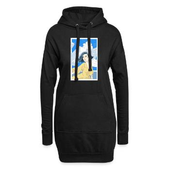 Frau mit gelben Kleid - Hoodie-Kleid - Schwarz - Vorne