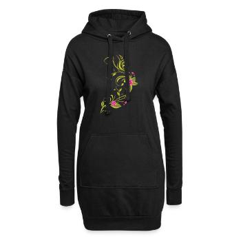 Blühender Zweig - Hoodie-Kleid - Schwarz - Vorne