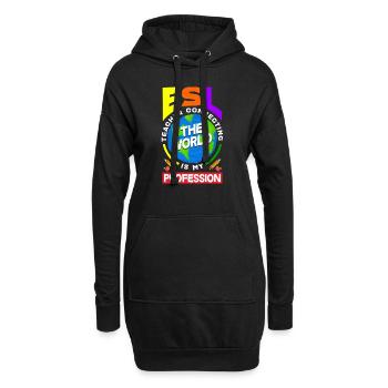 ESL Teacher Linguist Multilingual Teaching - Hoodie-Kleid - Schwarz - Vorne