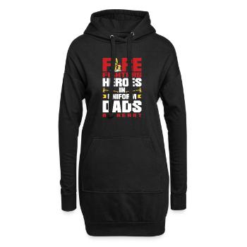 Des pompiers héros en uniforme papas dans l’âme - Sweat-shirt à capuche long Femme - noir - Devant