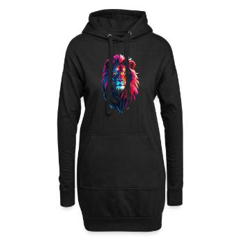 Lion rouge et bleu - Sweat-shirt à capuche long Femme - noir - Devant