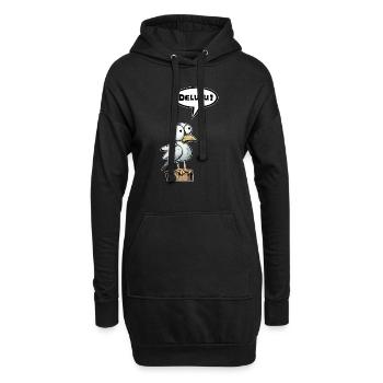 Möwe Sprechblase Delulu - Hoodie-Kleid - Schwarz - Vorne