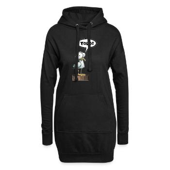 Möwe Sprechblase Yolo - Hoodie-Kleid - Schwarz - Vorne
