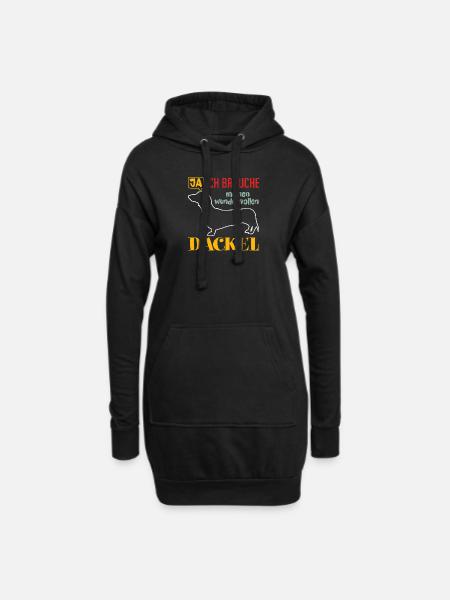 Ich brauche meine Dackel ich liebe Dackel - Hoodie-Kleid - Schwarz