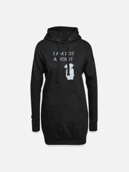 i am not a robot - Hoodie-Kleid - Schwarz