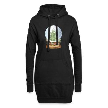 belle boule à neige nostalgique avec sapin de Noël - Sweat-shirt à capuche long Femme - noir - Devant
