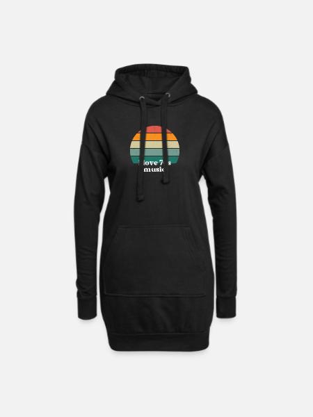 Ich liebe Musik der 70er Jahre - Hoodie-Kleid - Schwarz
