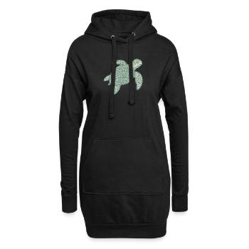 Stick-Schildkröte - Hoodie-Kleid - Schwarz - Vorne