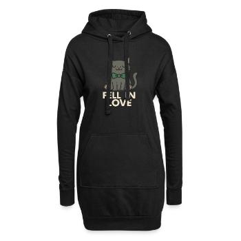 Schleife. Katze. Liebe. Das perfekte Katzenshirt. - Hoodie-Kleid - Schwarz - Vorne