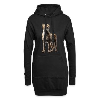 Guépard Guépard Gros chat Amoureux des chats Guépard - Sweat-shirt à capuche long Femme - noir - Devant
