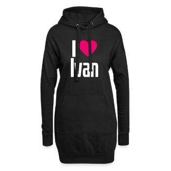 I Love Ivan Pinkes Herz Ich liebe Ivan - Hoodie-Kleid - Schwarz - Vorne