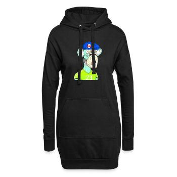 Style néon singe - Sweat-shirt à capuche long Femme - noir - Devant